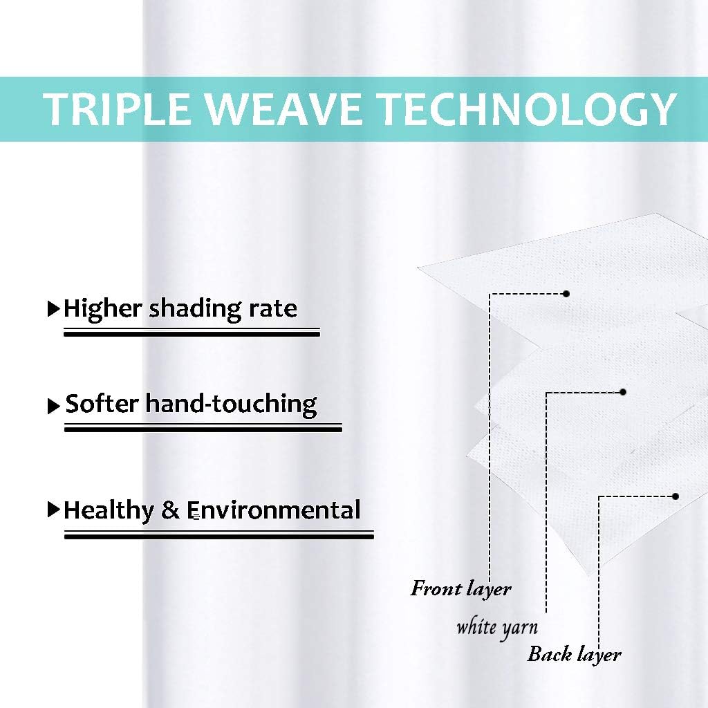 Nicetown Pure White 100% Blackout Lined Curtains, 1 Pair, 37" Width x 60" Length Each Panel, 2 Thick Layers Narrow Wide Window Treatment Pa…