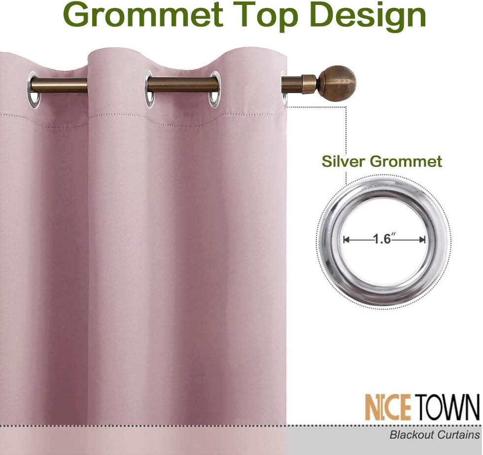 NICETOWN Room Darkening Curtain for Girl's Room Nursery Essential Thermal Insulated Solid Grommet Top Window Treatment Drape (Lavender…