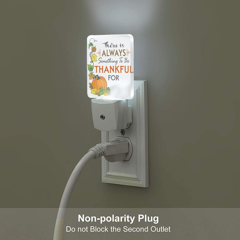 Be Thankful Night Light, Plug Into Wall for Boys Girls Bedroom Decorative Square Night Light Lamp 0.5w Sleep Friendly