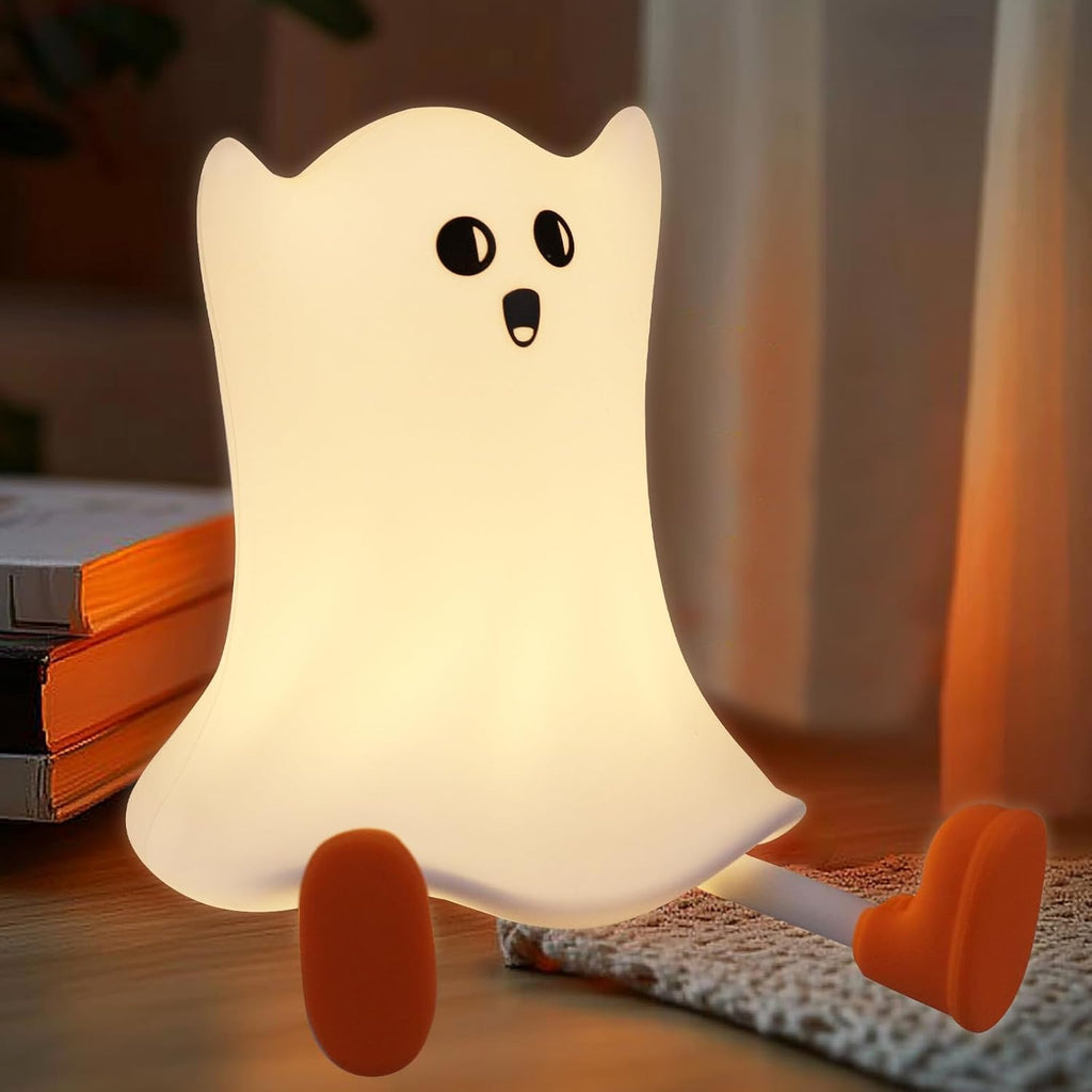 Gefaxi Ghost Night Light Silicone Cute Halloween Ghost Decor Night Light for Breastfeeding Squishy Ghost Nightlight Cordless Rechargeable D…