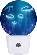 Blue Fish Turtle Plug in Night Light Auto Light Round Lamps Energy Saving Gift for Women Men Friends