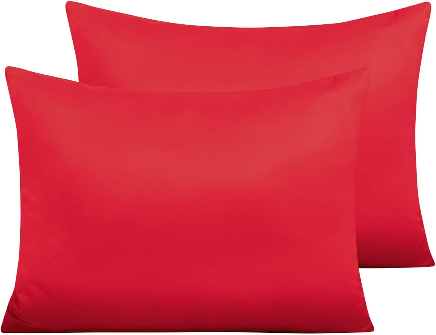 Ntbay Zippered Satin Pillow Cases for Hair and Skin, Luxury Standard Hidden Zipper Pillowcases Set of 2, 20x26 Inches, Red 26 Inches Red