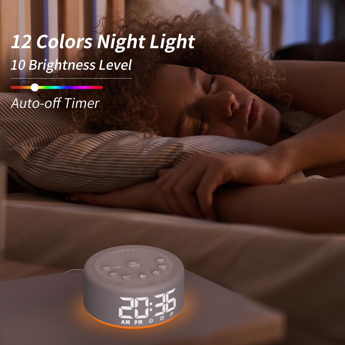 3 in 1】 Sound Machine Alarm Clock Night Light White Noise Machine with 30 Sleeping Sounds for Baby Kids Adults 32 Level Volume Auto Off…