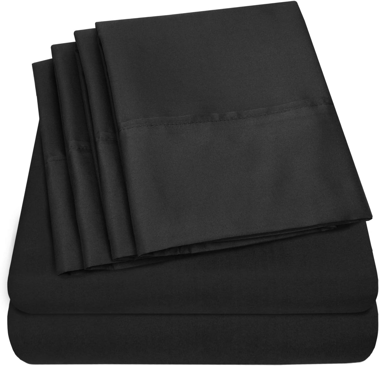 Queen Sheets Black - 6 Piece 1500 Supreme Deluxe Collection Deep Pocket Ultra Soft Queen Sheet Set Bedding - 2 Extra Pillow Cases, Great…