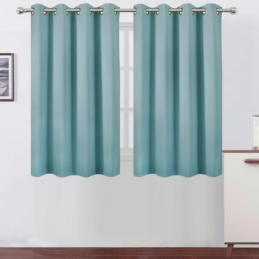 Lemomo Stone Blue Thermal Blackout Curtains/52 x 45 Inch/Set of 2 Panels Room Darkening Curtains 45 Inch Blue