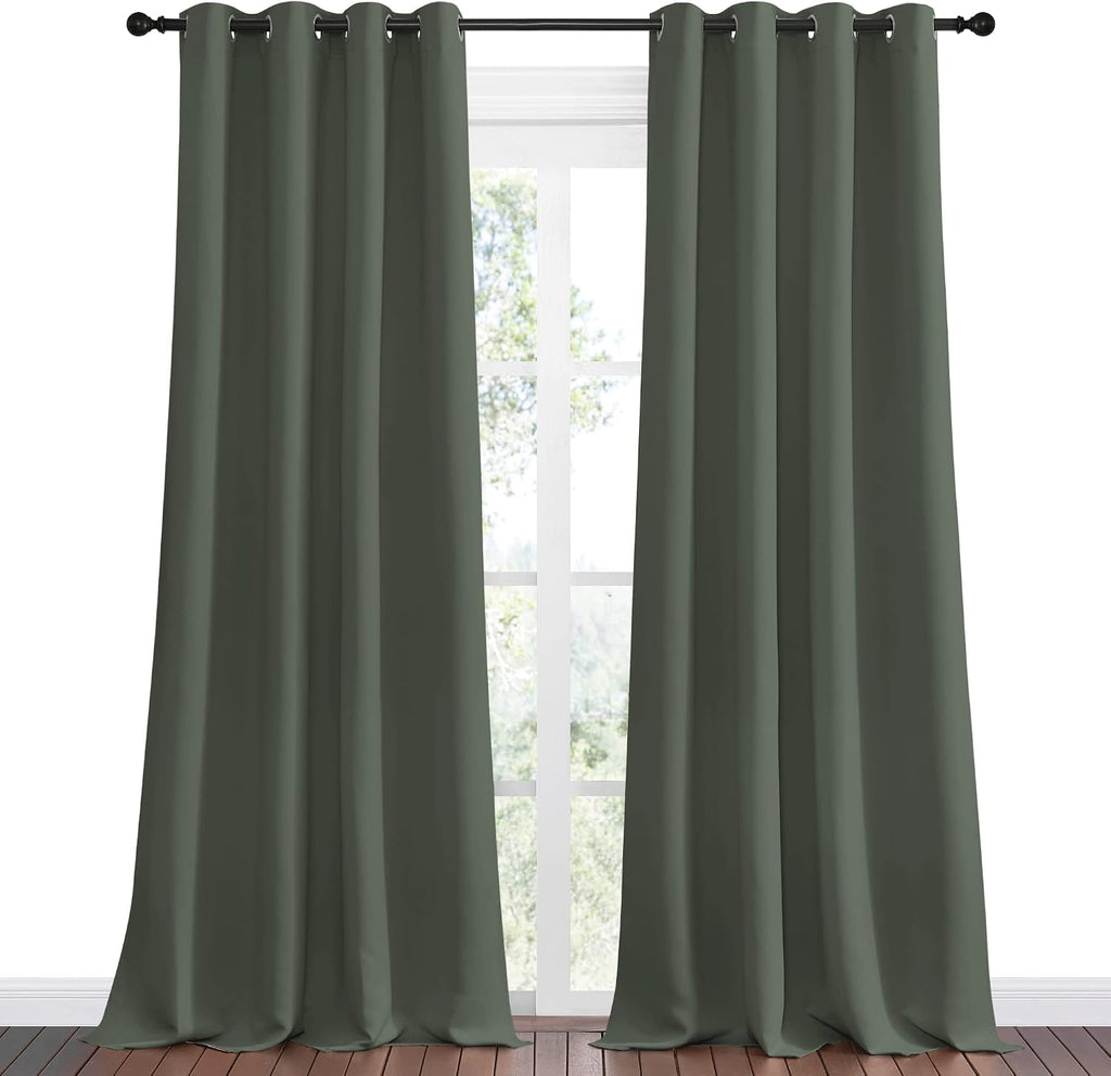 Nicetown Dark Mallard Blackout Draperies Curtains - Pair of Grommet Top Thermal Insulated Blackout Decorative Curtains for Thanksgiving Day…