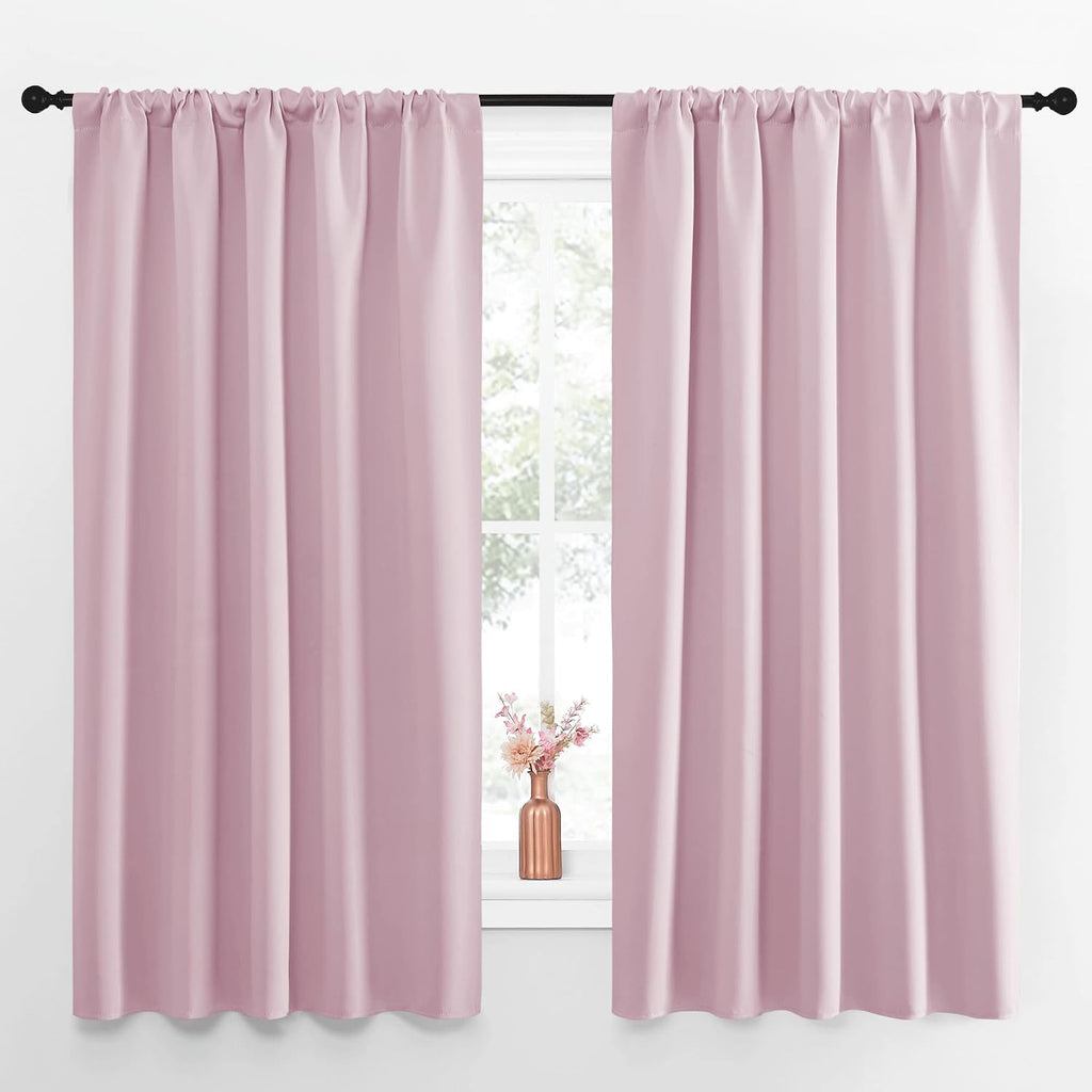 NICETOWN Room Darkening Curtains and Drapes - Thermal Insulated Rod Pocket Room Darkening Draperies for Dining Room (Lavender Pink, 2…