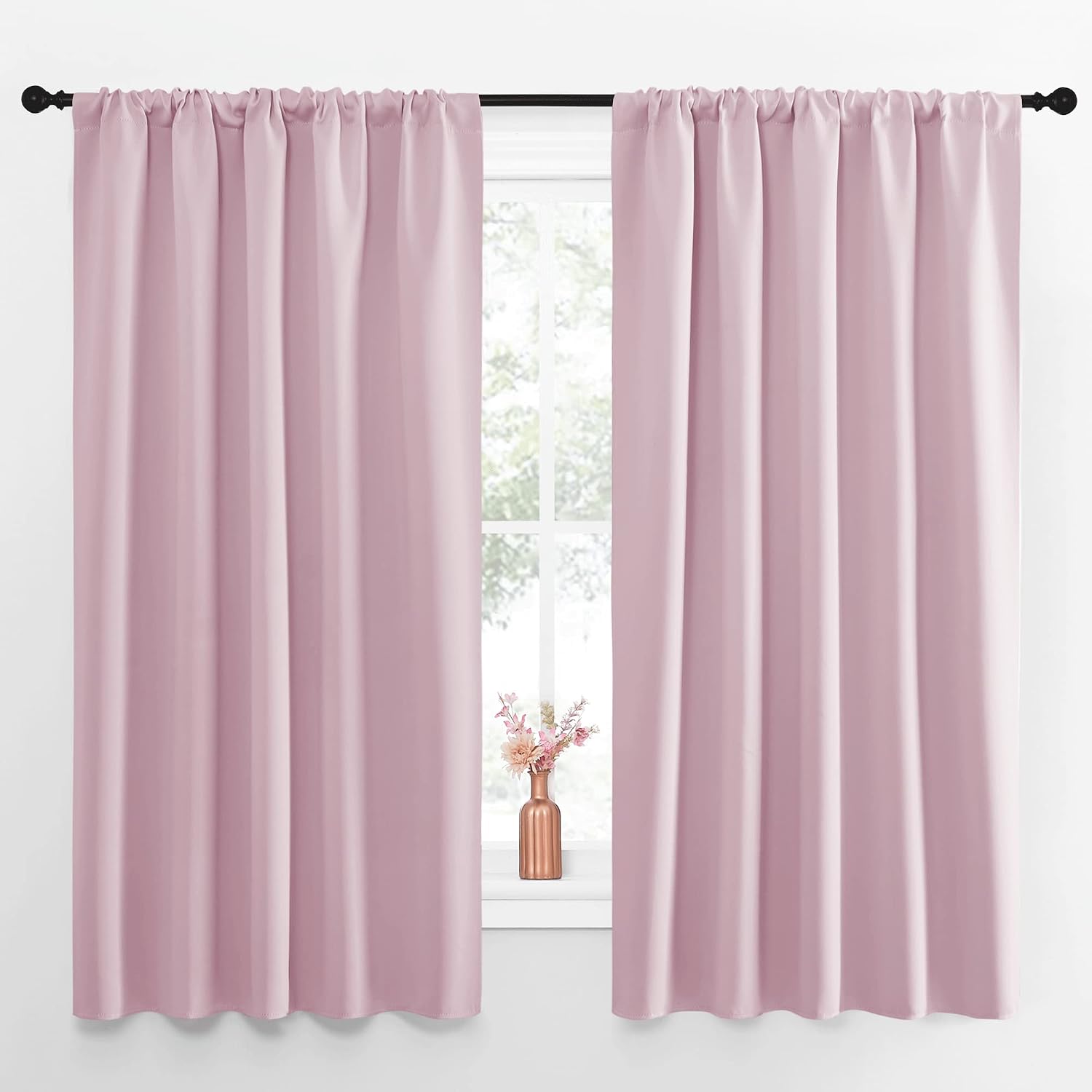 NICETOWN Room Darkening Curtains and Drapes - Thermal Insulated Rod Pocket Room Darkening Draperies for Dining Room (Lavender Pink, 2…