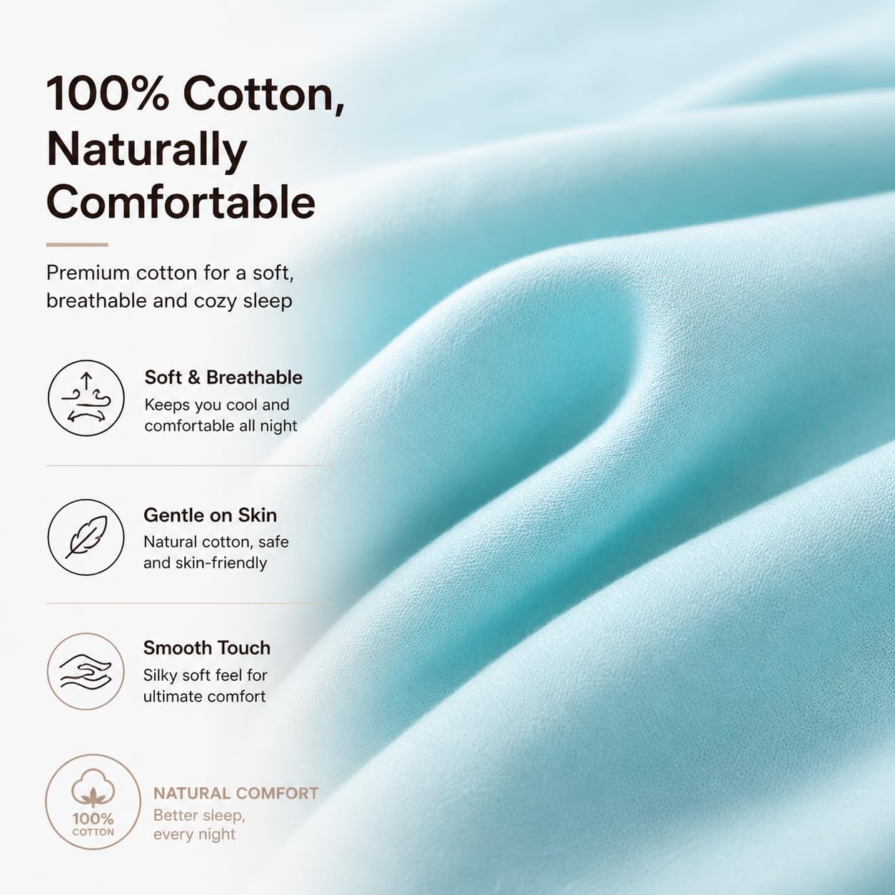 Evolive 300 Thread Count 100% Cotton Body Pillow Cover, 21" x 54", Soft Breathable Replacement Pillow Case with Hidden Zipper Closure (Ligh…