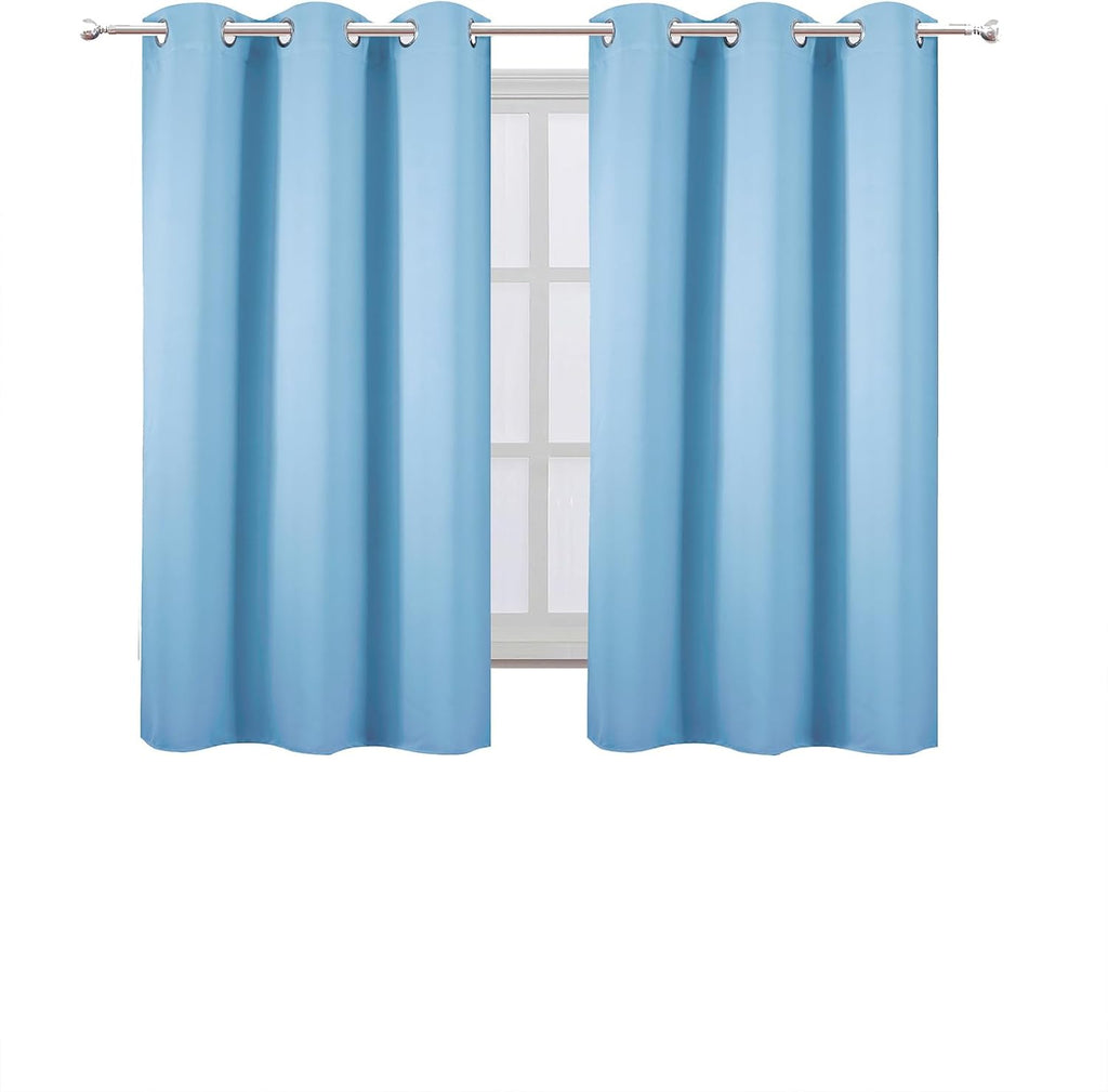 Lemomo Sky Blue Blackout Curtains 42 x 54 Inch Length Set of 2 Panels Grommet Bedroom Curtains for Living Room 54 Inch Blue