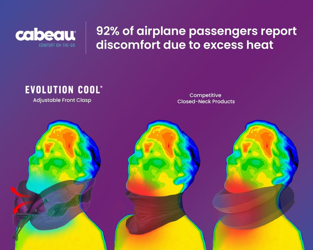 Cabeau Long Haul Flight Cooling Travel Neck Pillow – Evolution Cool – Supportive Memory Foam with Airflow Vents – Compact with Carrying…