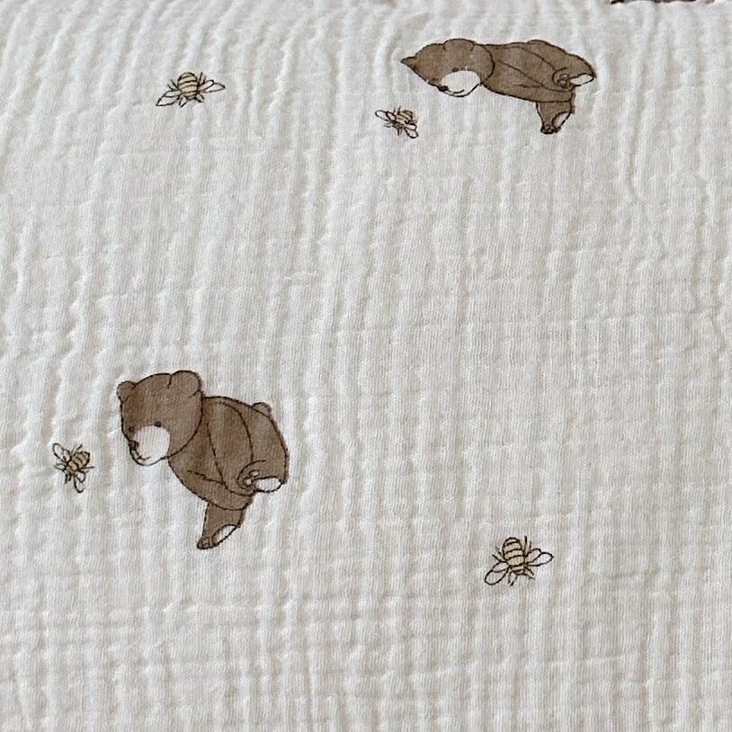 BuLuTu Cartoon Bear Muslin Pillowcase for Boys Girls Cute Animal Print Toddler Pillow Cases Soft Breathable Cotton Pillow Cover for Young…