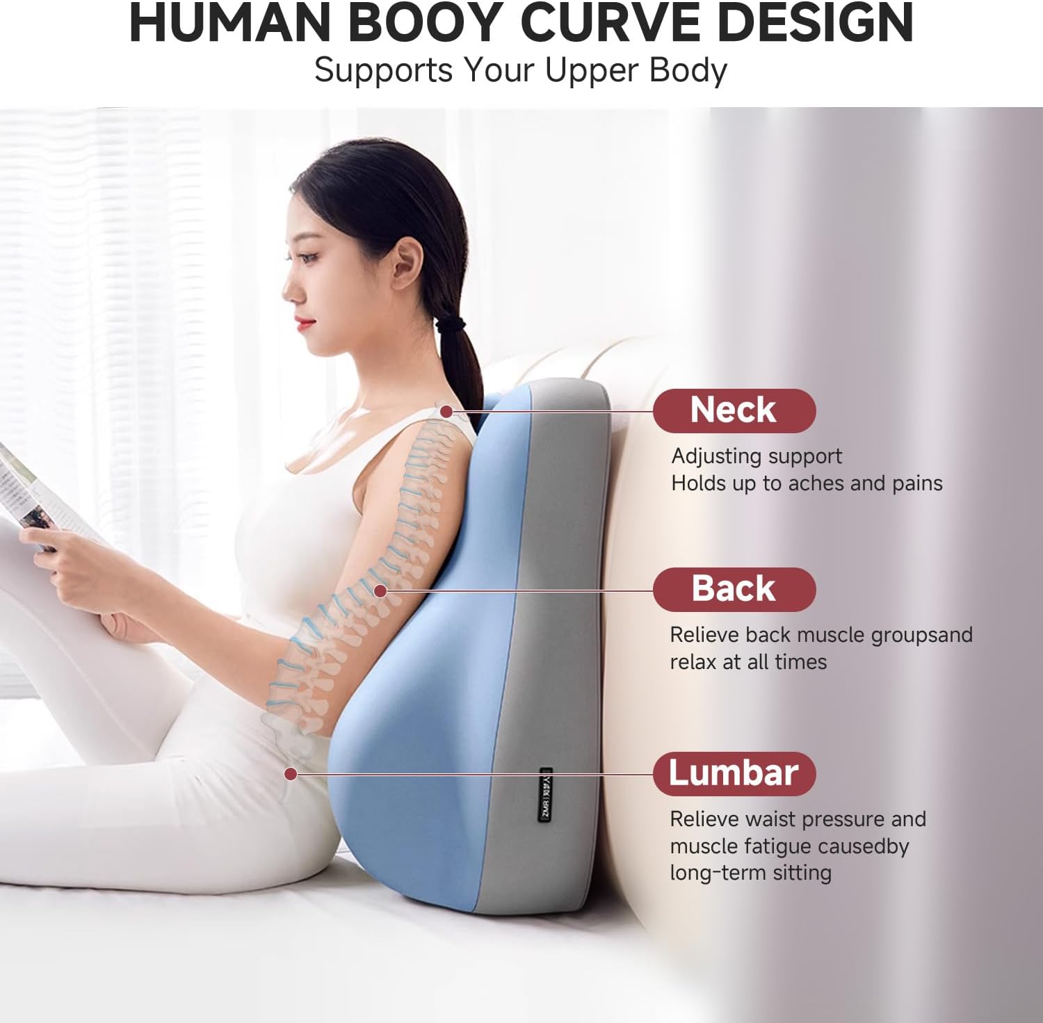 Gdlkps Reading Pillow for Sitting in Bed, Adult Seated Support Cushion Sofa/Floor Seating Aid, suitable for relieving heartburn, acid reflu…