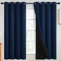 SimpleHome 100% Blackout Curtains for Bedroom, Thermal Insulated Grommet Window Drapes Room Darkening Navy Blue Curtains for Living Room wit…