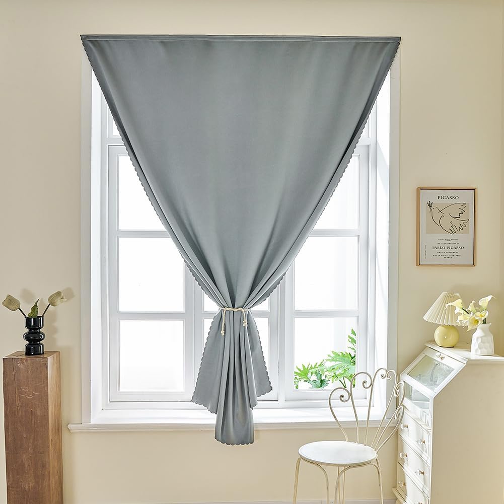 Jilron Magic Tape Stick on Portable Curtains for Windows, Bedroom Blackout Curtains for - Thermal Lnsulated No Drill Curtains Room Darkening…