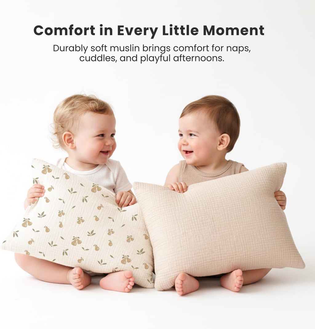 Konssy Muslin Toddler Pillowcase for 13x18 Pillow, 2 Pack Soft & Breathable Cotton Toddler Pillow Case, 100% Cotton Travel Pillow Covers fo…