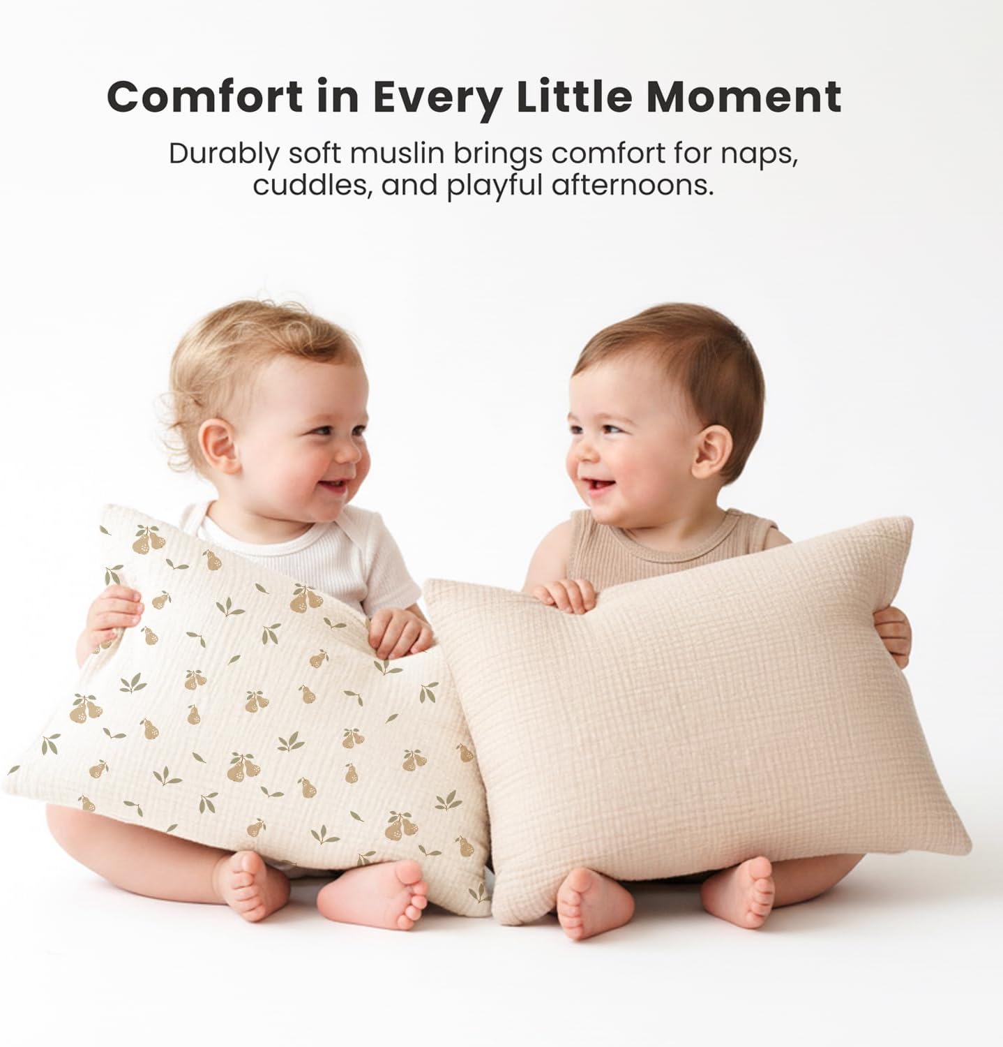 Konssy Muslin Toddler Pillowcase for 13x18 Pillow, 2 Pack Soft & Breathable Cotton Toddler Pillow Case, 100% Cotton Travel Pillow Covers fo…