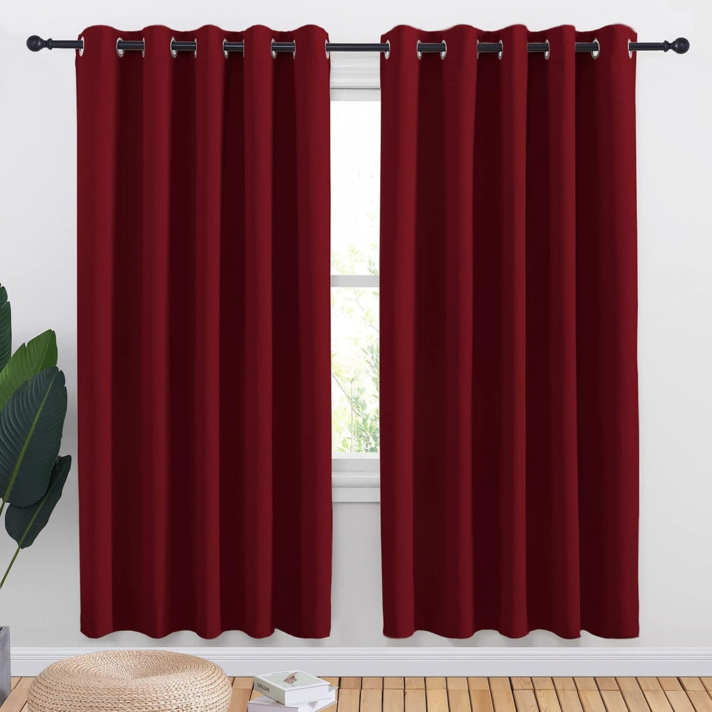 NICETOWN Christmas Burgundy Bedroom Curtains Blackout Draperies, Home Decorations Thermal Insulated Solid Grommet Top Blackout Drapes for…