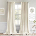 Miulee Beige White Back Tab Blackout Curtains 108 Inch Long 2 Panels Set for Bedroom, Rod Pocket/Pinch Pleat Extra Long Thermal Insulated L…