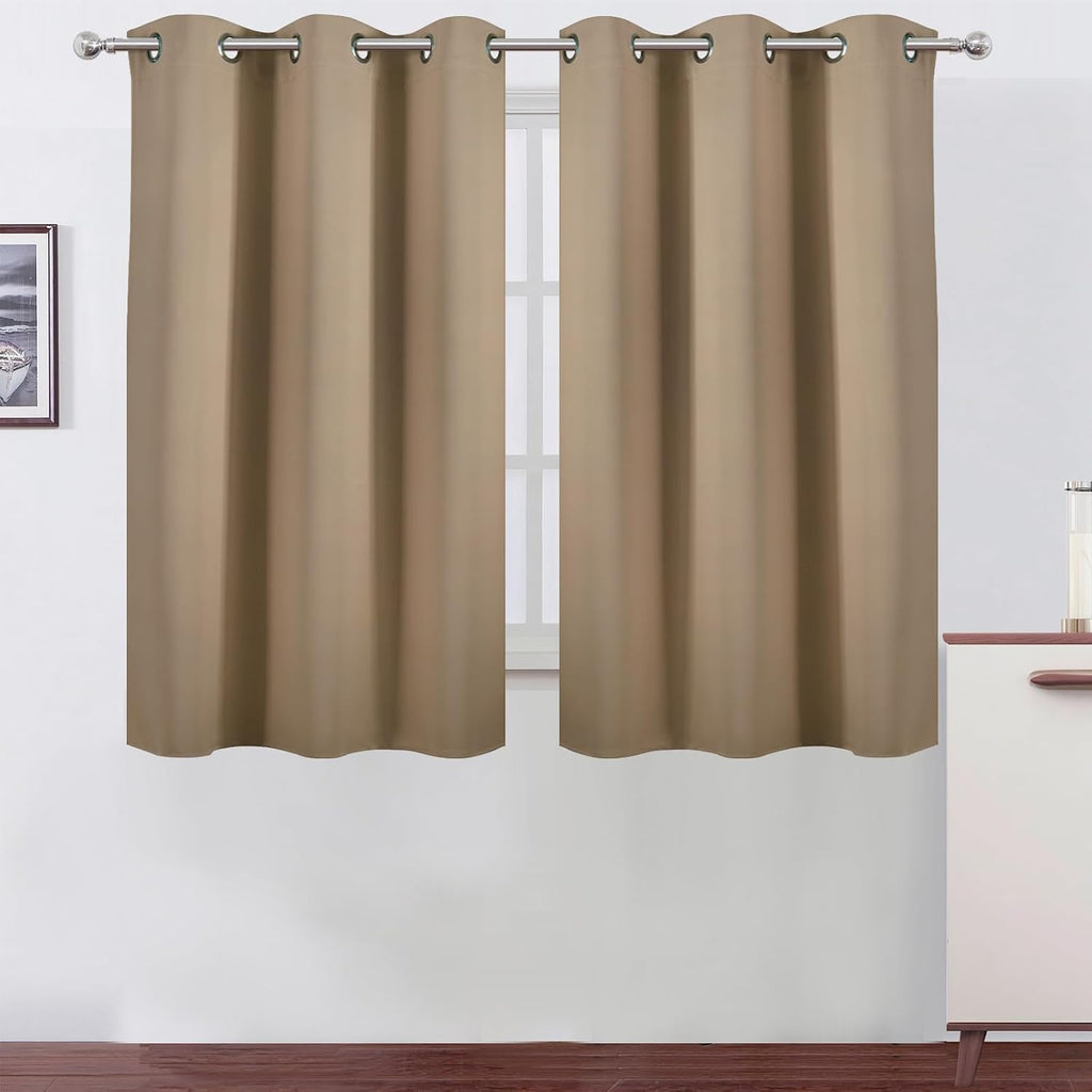 Lemomo Natural Blackout Curtains 42 x 54 Inch Length Set of 2 Panels Grommet Bedroom Curtains for Living Room 54 Inch silver