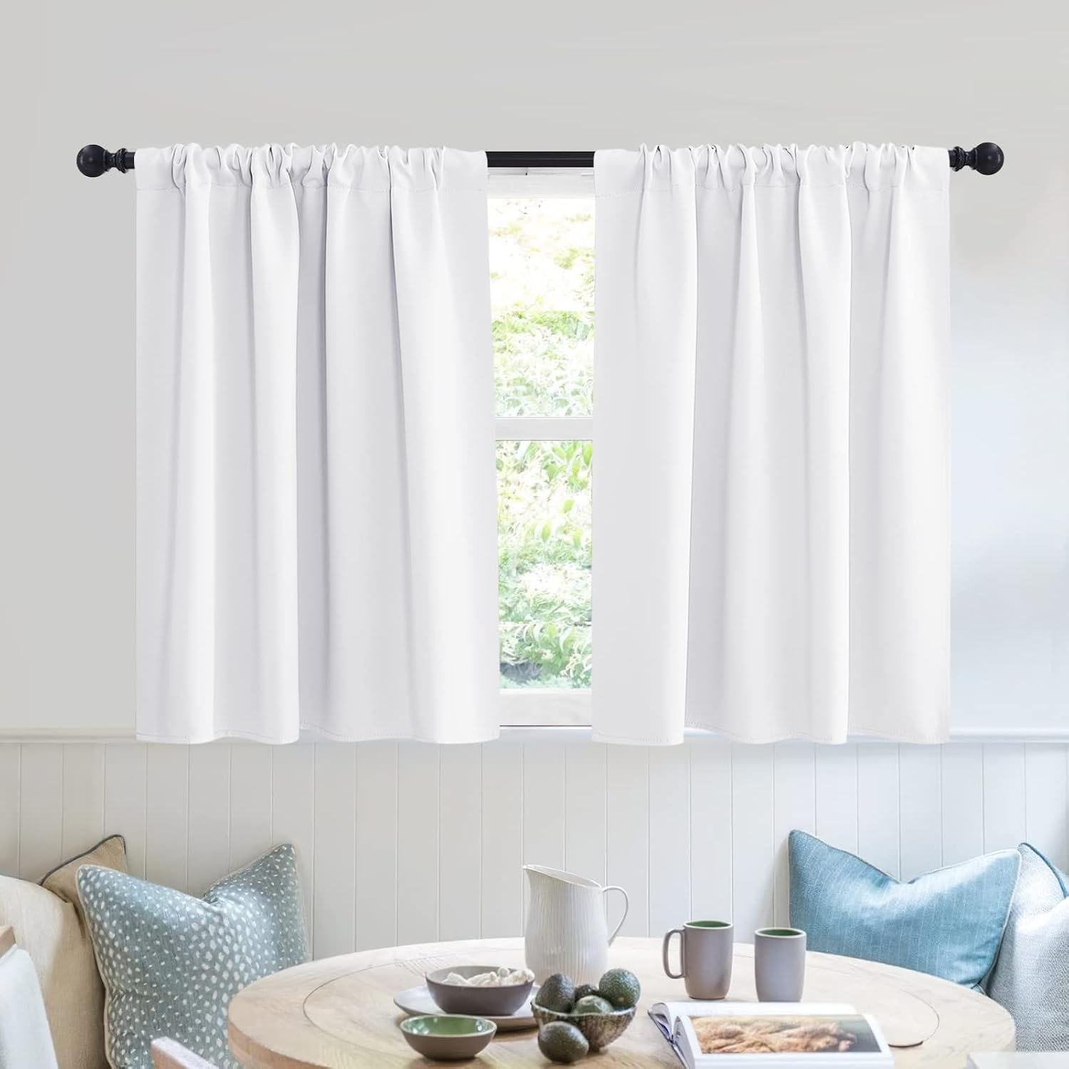 Rybhome RYB HOME Privacy Bathroom Window Curtains, Short Thermal Insulated Heat Blocking Privacy Rod Pocket Half Window Curtain Tiers for N…