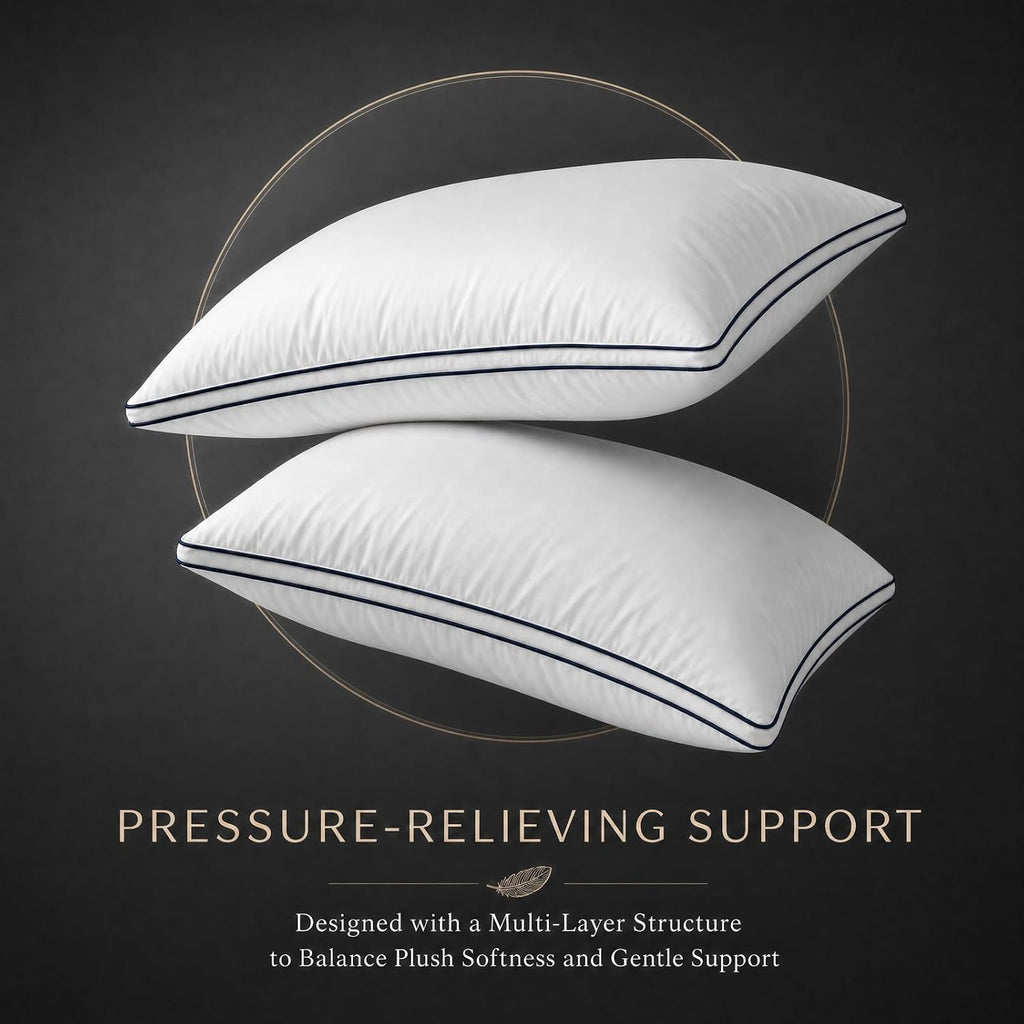 NightHug Goose Down Pillow, King Size Set of 1 with 3-Layer Design, Hotel Down Bed Pillow for Side, Back, and Stomach Sleepers, Soft 600 Th…