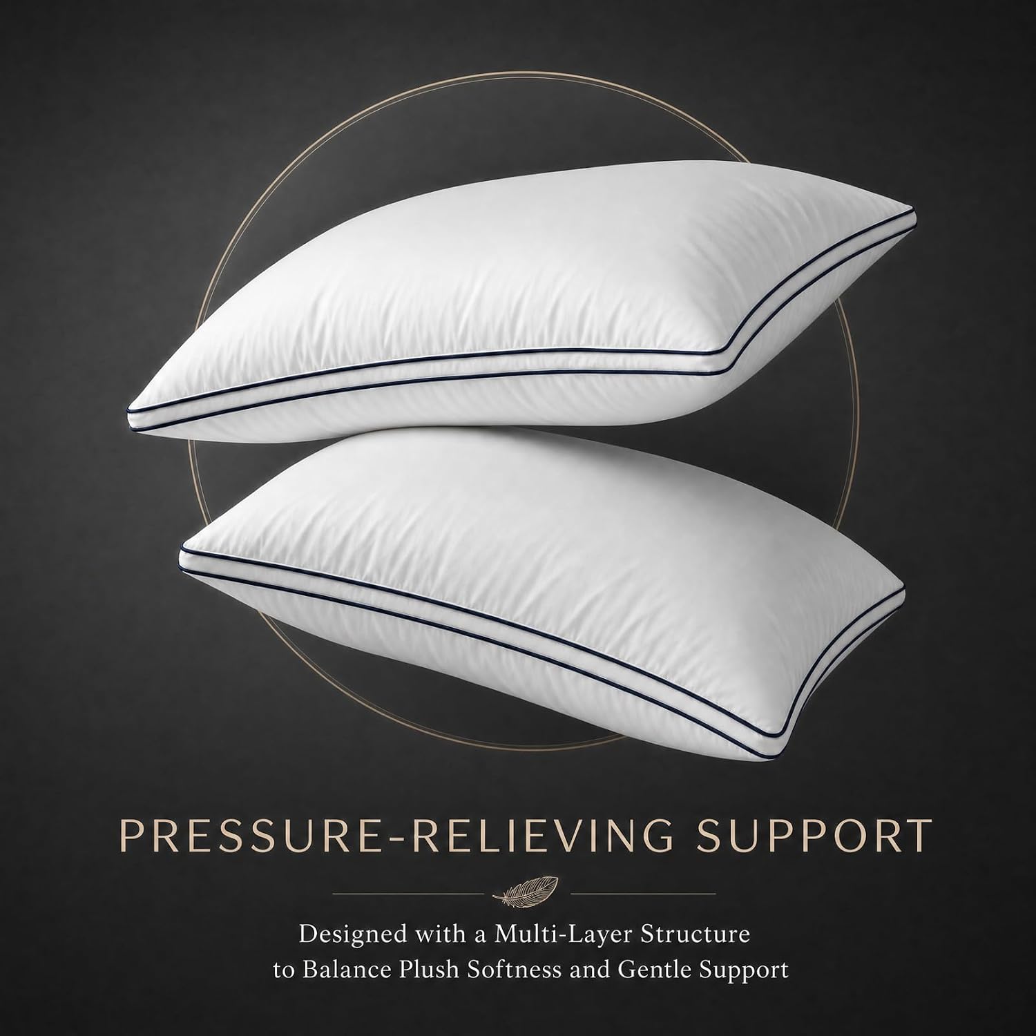 NightHug Goose Down Pillow, King Size Set of 1 with 3-Layer Design, Hotel Down Bed Pillow for Side, Back, and Stomach Sleepers, Soft 600 Th…