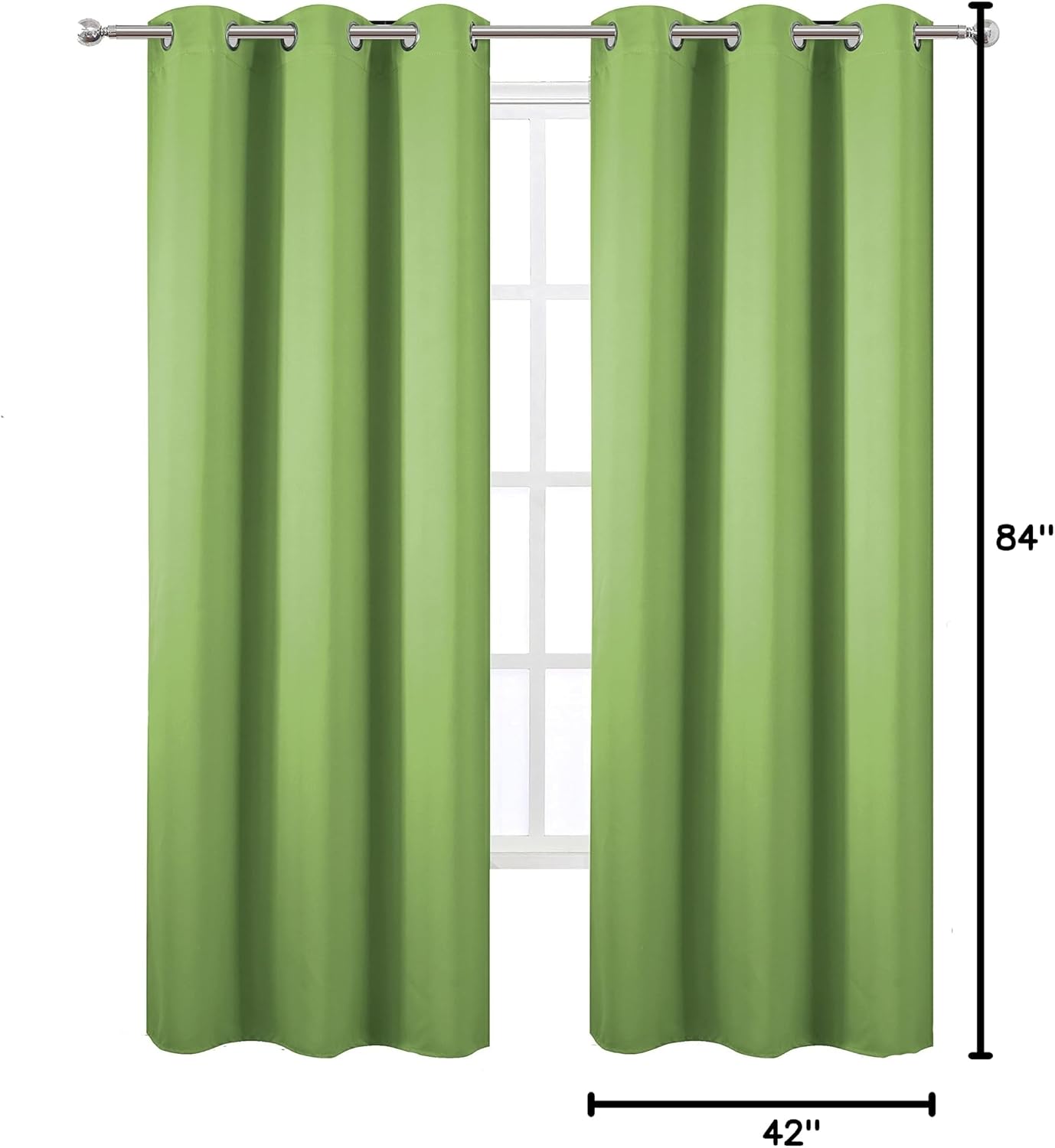 Lemomo Light Green Blackout Curtains/42 x 84 Inch/Set of Two Panels Grommet Bedroom Curtains 84 Inch Green