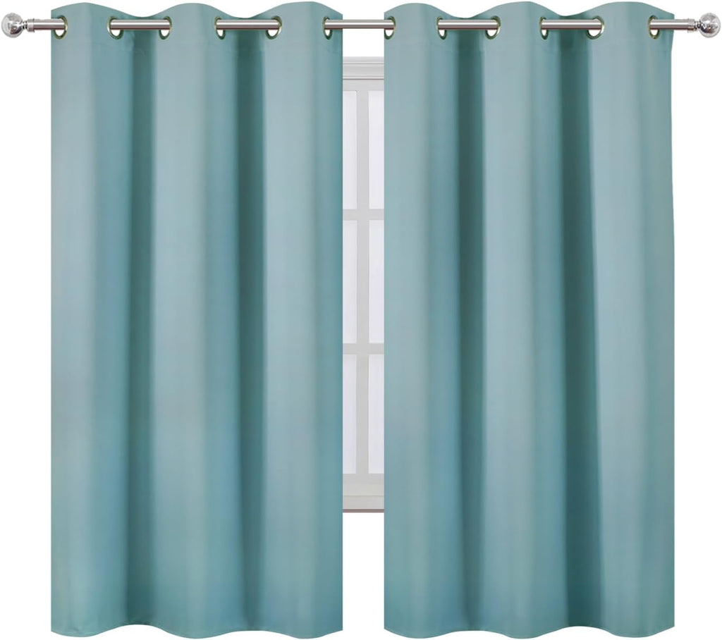 Lemomo Stone Blue Thermal Blackout Curtains/38 x 63 Inch/Set of 2 Panels Room Darkening Curtains for Bedroom 63 Inch Blue