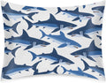 Satin Pillowcase for Hair and Skin Cool Blue Animal Shark Soft Silk Pillow Case with Envelope Closure Cooling Pillow Cases Slip Standard…