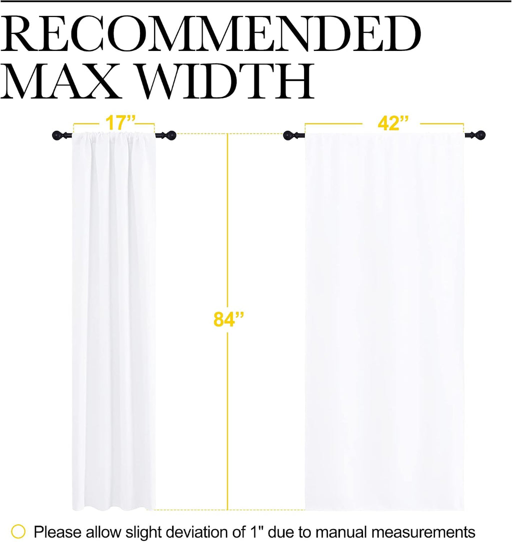 NICETOWN Kitchen Window Curtain Panels - Not Blackout Window Treatment Rod Pocket Curtains/Drapes for Bedroom (2 Panels, 42 by 84, White)