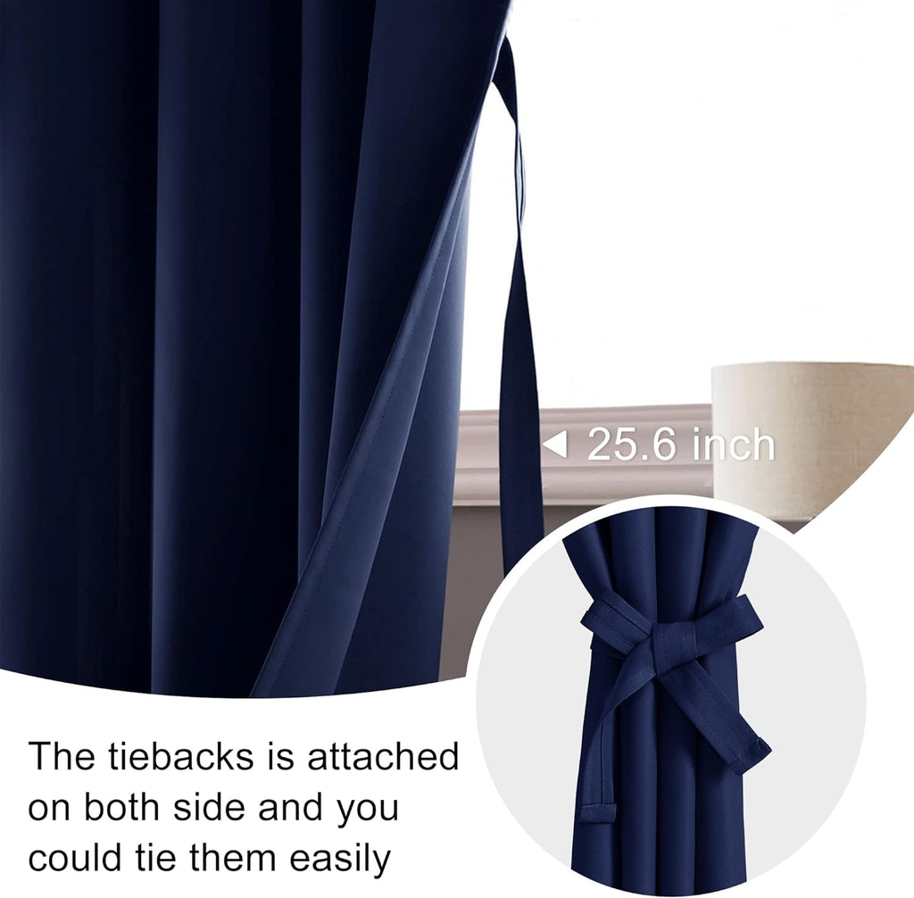 Jiuzhen Blackout Curtains for Bedroom– Thermal Insulated, Noise Reducing Room Darkening Rod Pocket Curtains for Living Room, Set of 2 Panels…