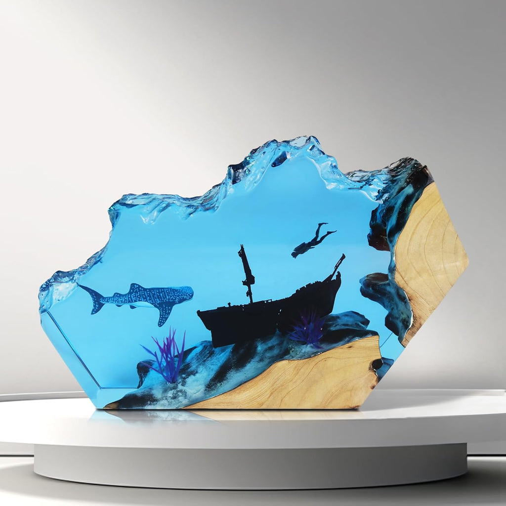 Epoxy Resin Lamp, Ocean Night Light, Artistry Home Decor Bedside Nightlight, Unique Resin Lighting, Nightstand Decorations for Bedroom…