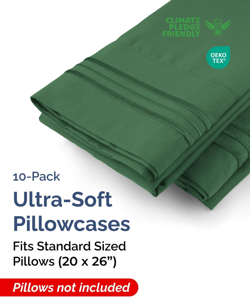 Standard Pillow Cases Set of 10 - Ultra Soft Hotel Quality Pillowcase Covers - Comfy & Wrinkle Free - Shrink & Fade Resistant - Machine…