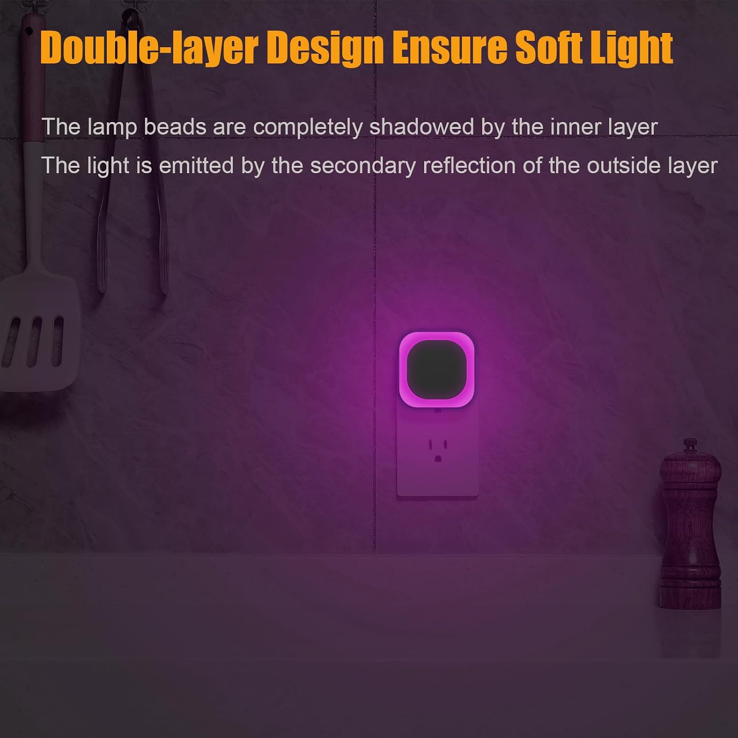 YUNLEX 2 Pack Plug in Pink Night Light, Dimmable, Auto ON/Off, Dusk to Dawn, Eye-Caring Glow for Princess-Themed Bedroom, Bathroom…