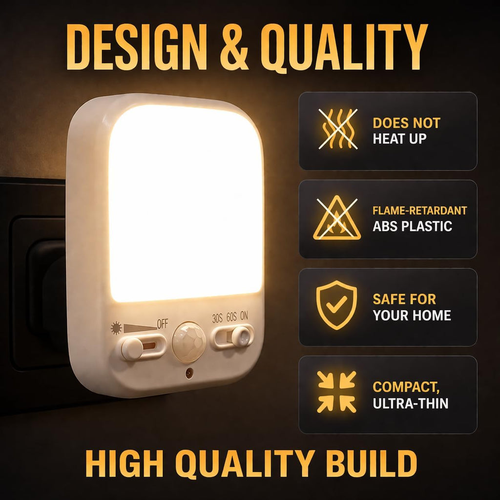 ShopN5 Night Sensor LED Motion-Activated Night Light Rotatable Dusk to Dawn AC Outlet Plug-in Wall Night Sensor Light for Bedroom Hallway S…