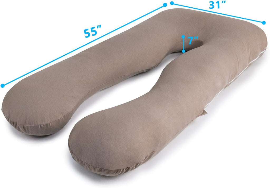 QUEEN ROSE Pregnancy Pillow, U Shaped Full Body Pillows for Sleeping Support, 55 Inch Maternity Pillow for Pregnant Women, Nomad