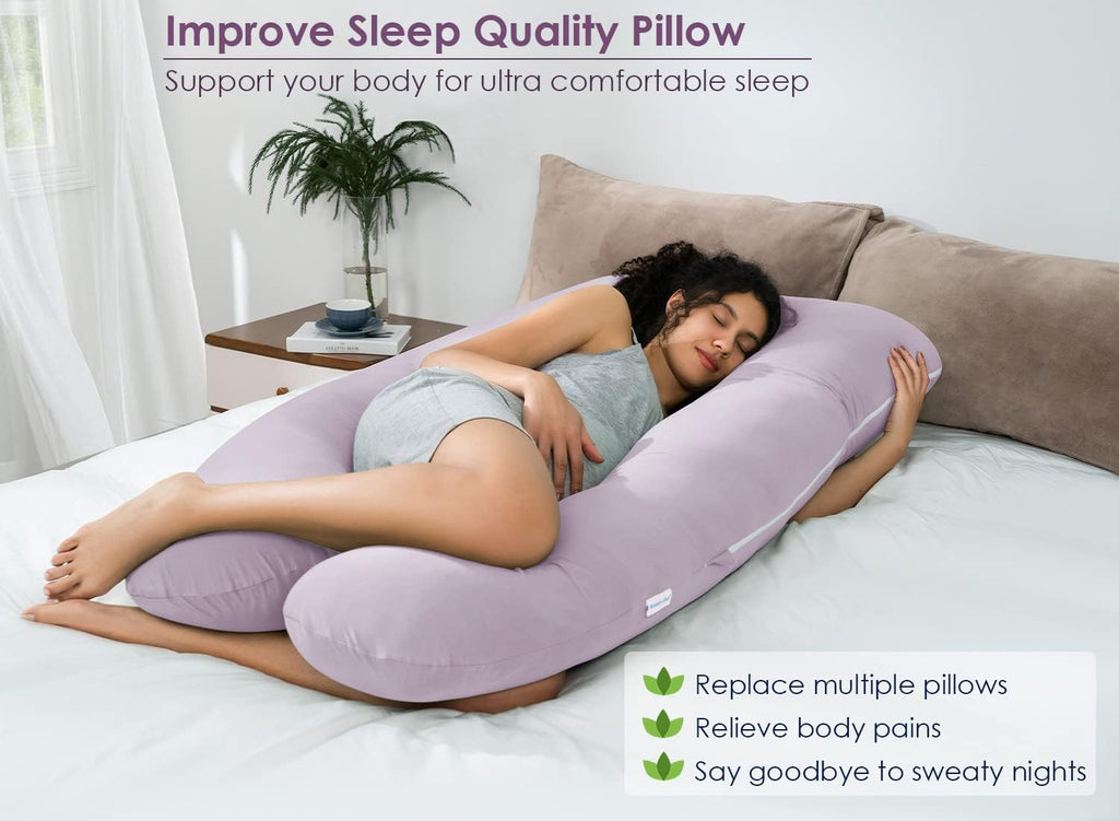 Queenrose QUEEN ROSE Cooling Pregnancy Pillows, U Shaped Full Body Maternity Pillow for Pregnant Support, Rayon Derived from Bamboo, Butter…