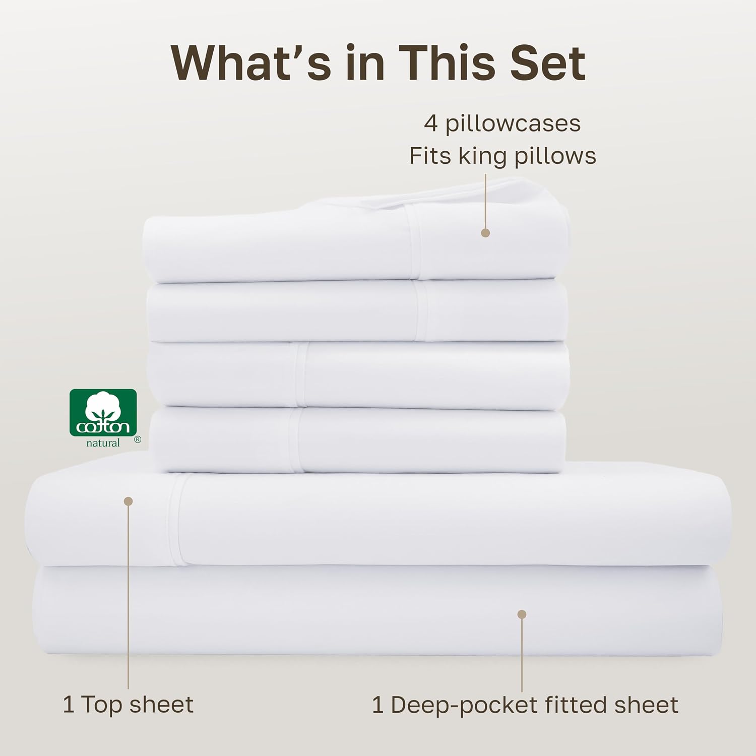 CaliforniaDesignDen California Design Den 6 Pc King Size Sheet Set with 4 Pillowcases - Soft 400 Thread Count 100% Cotton Sheets, Sateen, D…