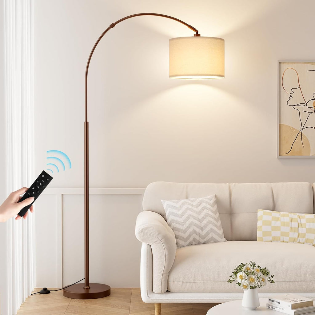 Ambimall Dimmable Arc Floor Lamp with Remote, Color Temperatures and Brightness Adjustable, Arched Floor Lamp with Rotating Head, Over…