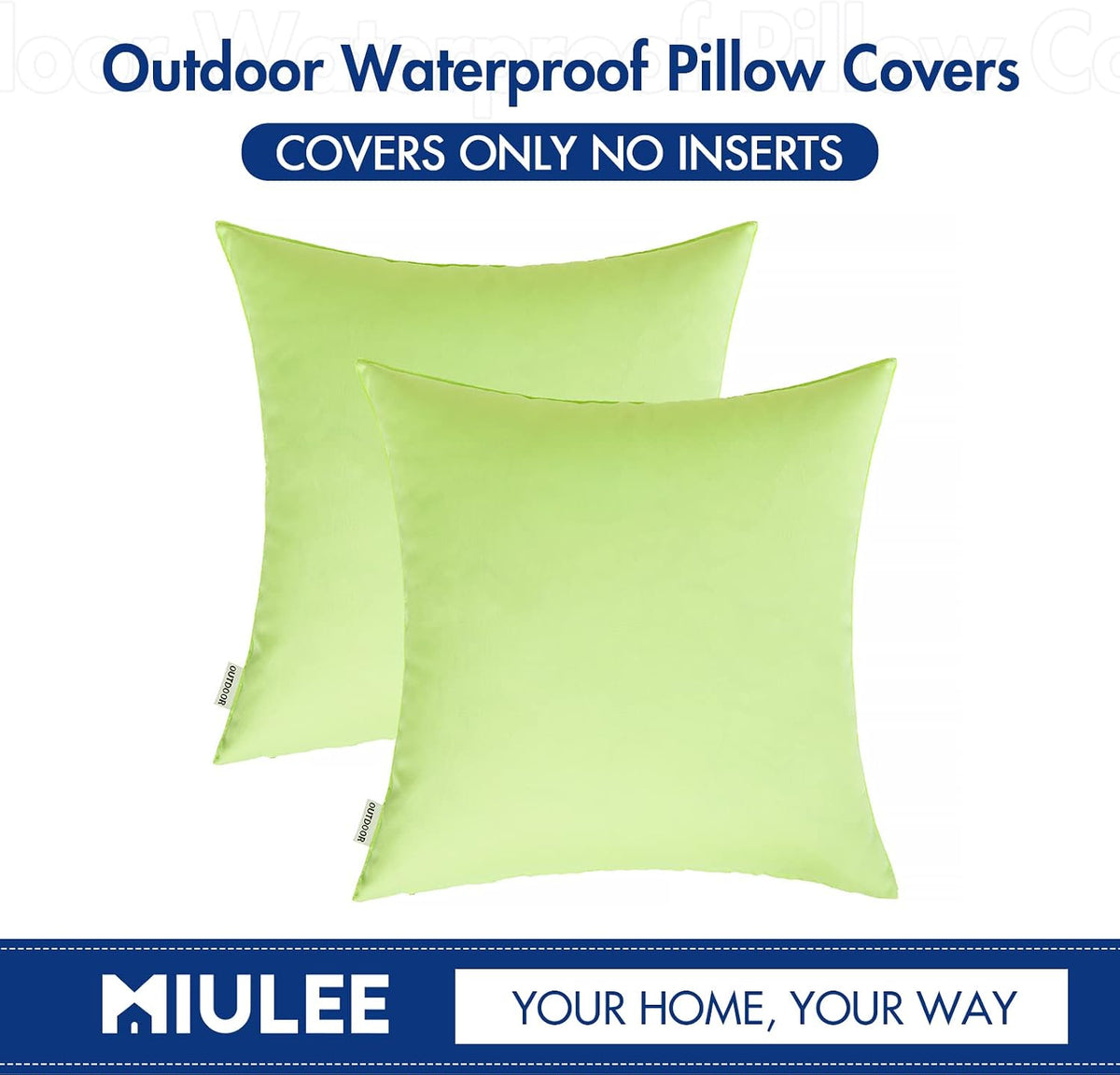 MIULEE Pack of 2 Decorative Outdoor Waterproof Pillow Covers Square Garden Cushion Sham Throw Pillowcase Summer Shell for Patio Tent…
