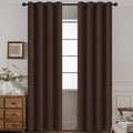 Yakamok 2 Panels Thermal Insulated Grommet Light Blocking Blackout Curtains with 2 Ties for Bedroom/Living Room (52Wx84L, Chocolate Brown)