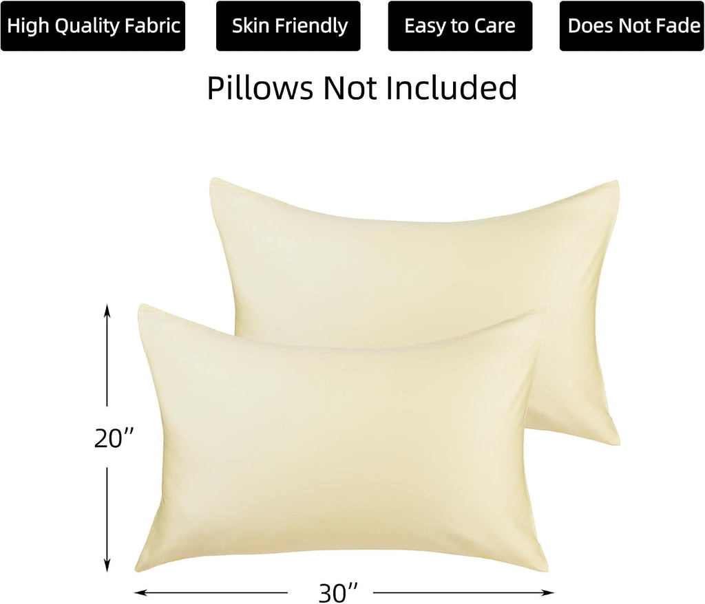BestSeason Cotton Pillow Protectors/Cases Queen Size with Zipper 2 Pack Ivory Color, Cooling & Breathable Bed Pillow Protectors Set of 2 Pil…