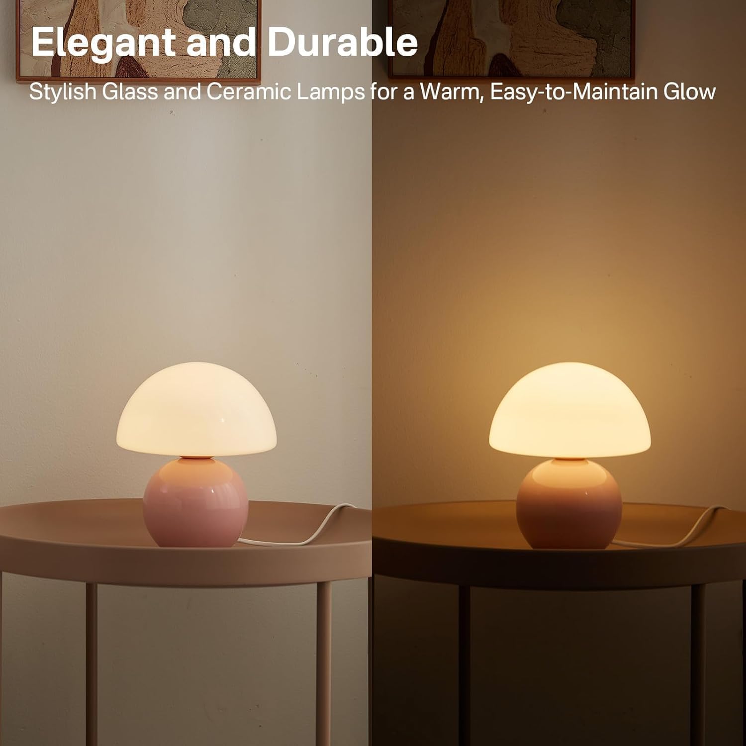 Dawnwake Mushroom Lamp Desk Lamp for Bedroom, Table Bedside Small Lamps for Living Room, Mushroom Decor Cute Mini Modern Mid Century Lamps…