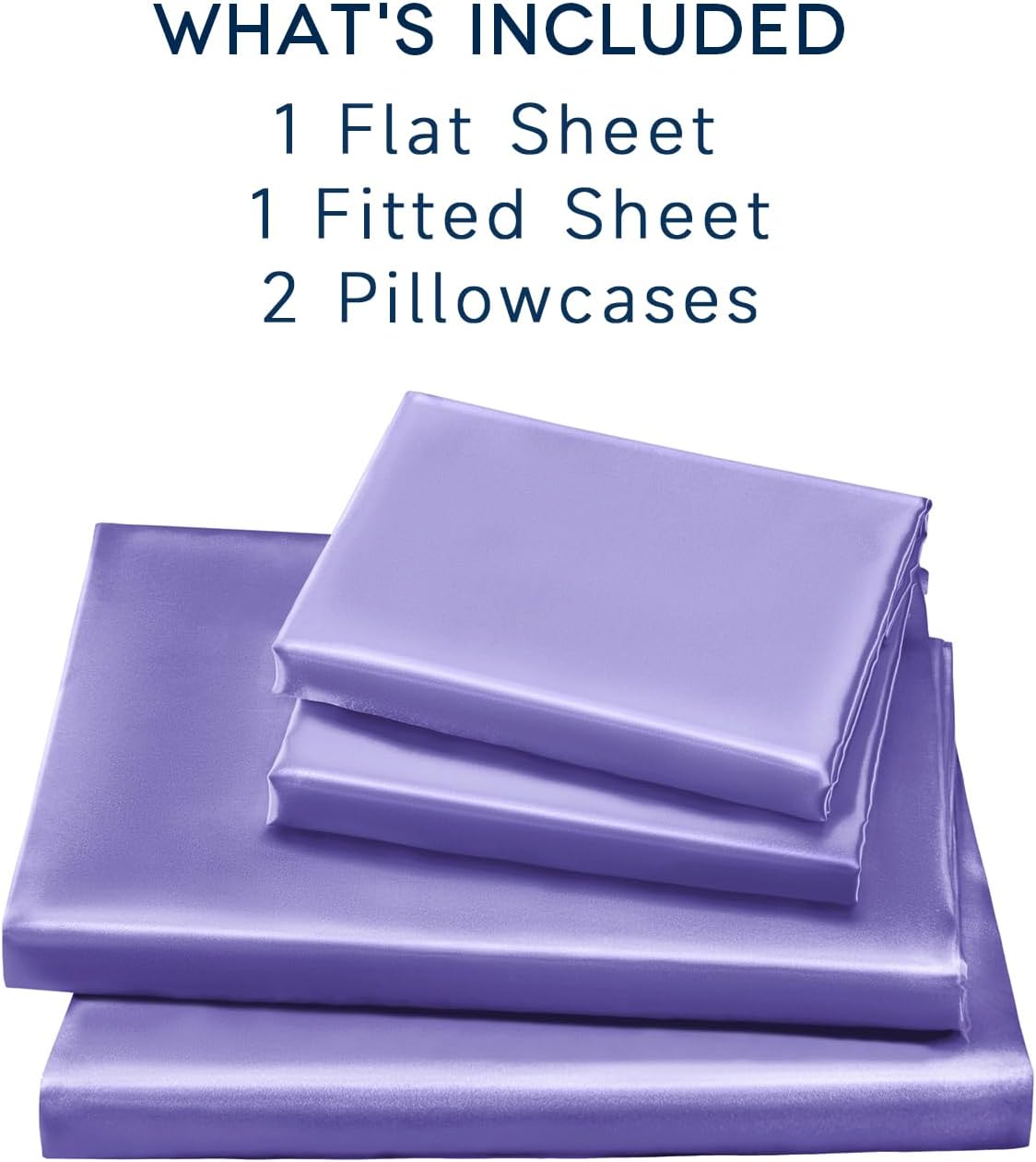 Golal Satin Sheets Full Size - 4 Pieces Luxury Silky Soft Bed Sheets, Wrinkle-Free Lavender Satin Silk Sheet Set with 1 Deep Pocket Fitted…