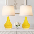 Seealle Modern Ceramic Table Lamps for Night Stands - Bedside Lamps Set of 2 for Nightstand, Yellow Bedroom Lamp for Living Room Cute Desk…