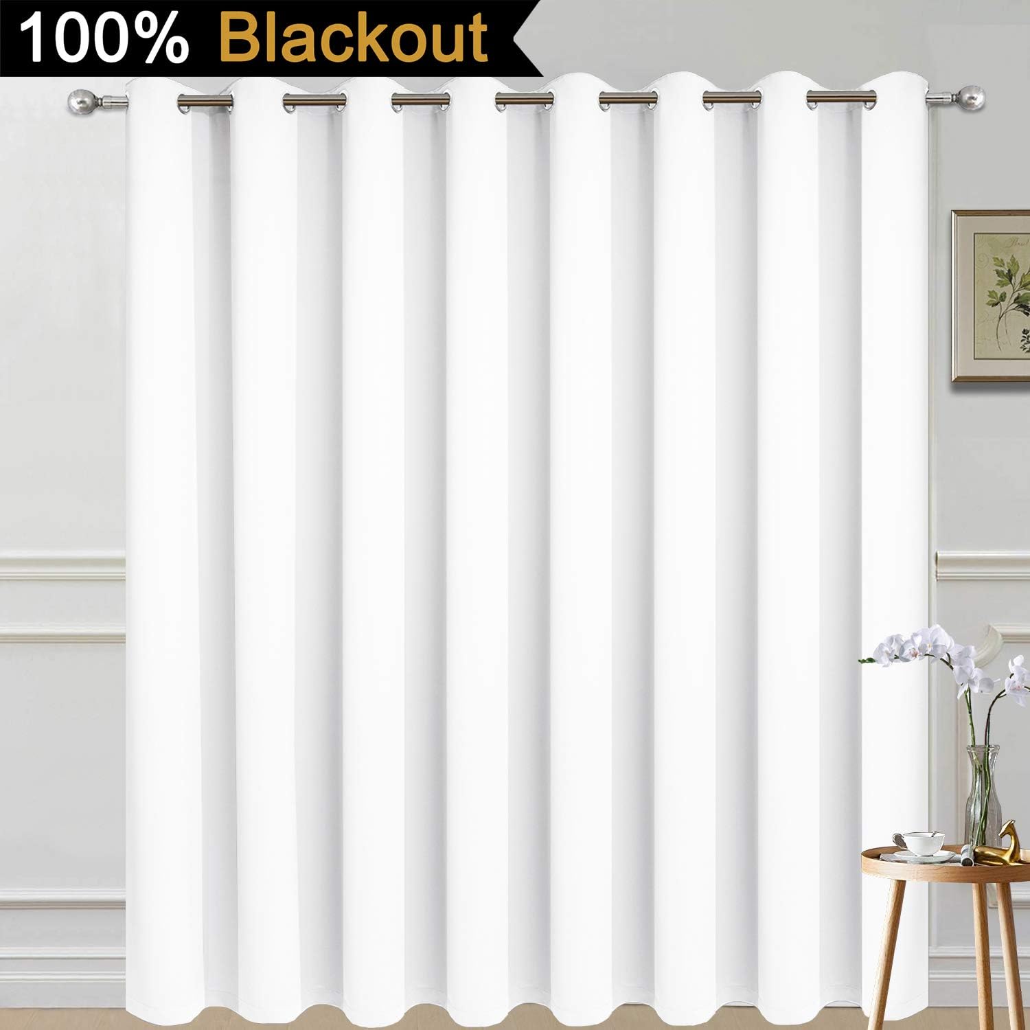 Yakamok Total Blackout Extra Wide Patio Sliding Door Curtains, Grommet Thermal Insulated Blind Curtains, Sliding Glass Door Panel for…