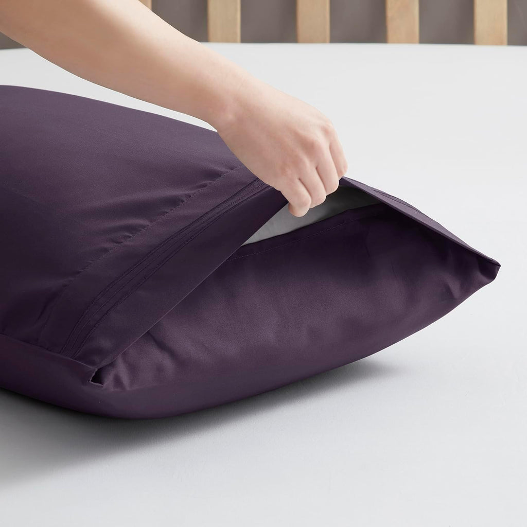 Nestl Microfiber King Pillowcase, 2 - Purple, Soft, Brushed, Envelope Closure, Set of 2, 20x40 Inches cotton