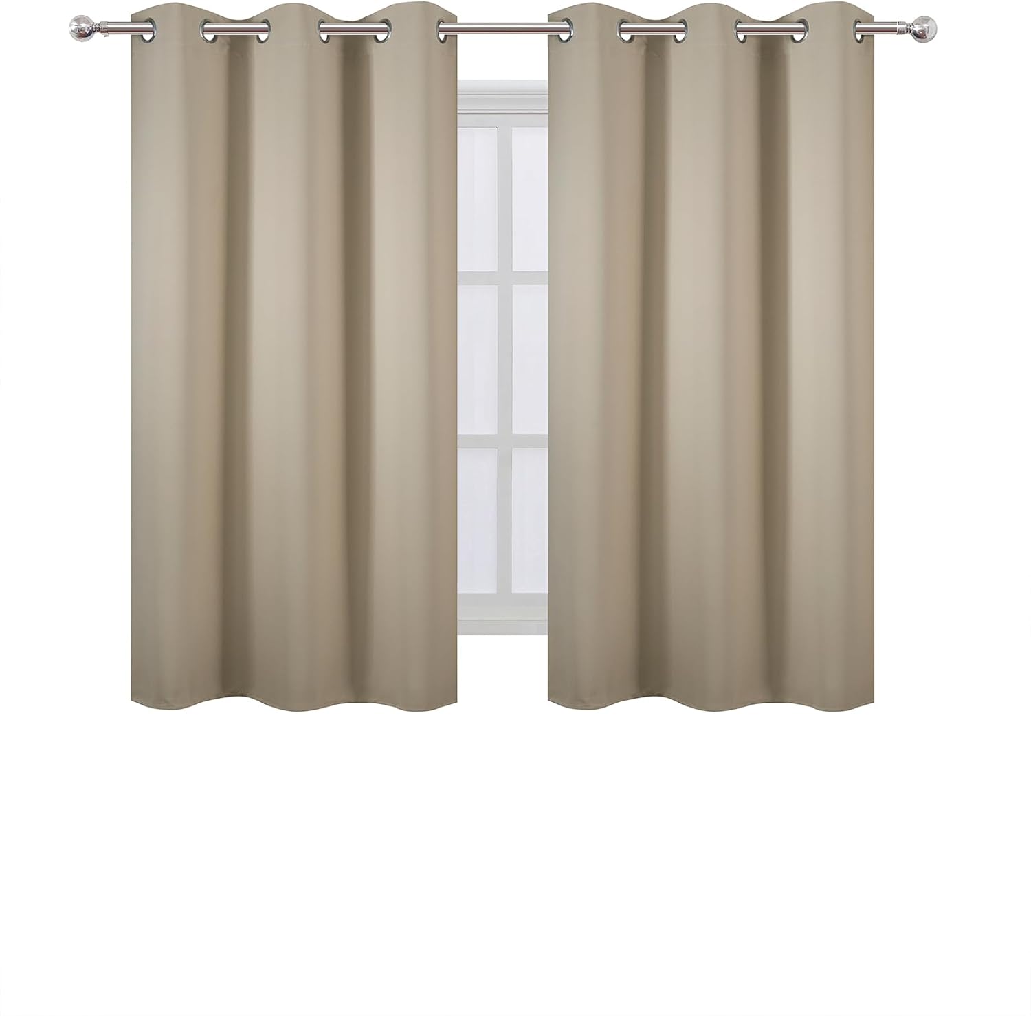 Lemomo Beige Blackout Curtains 42 x 54 Inch Length Set of 2 Panels Grommet Bedroom Curtains for Living Room 54 Inch silver