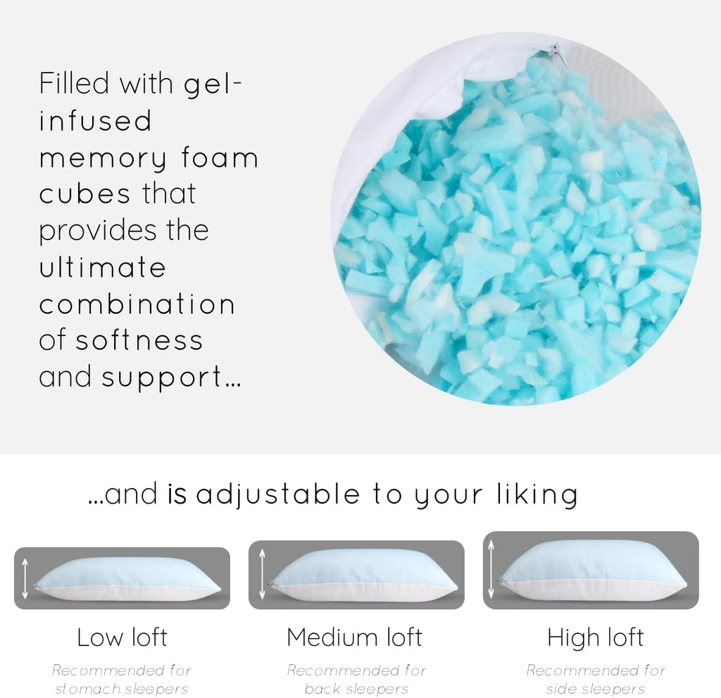 pillosophythetheoryofsleep pillosophy Original Adjustable Loft Pillow • Gel-Infused Shredded Memory Foam Fill • Dual-Sided Washable Cooling…